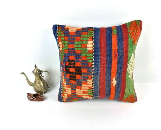 Kilim Pillow Cover 16x16 Home Decorative Vintage Handmade Cushion Cover A1964