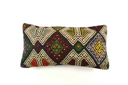 Kilim Lumbar Pillow Cover 10x20 Decorative Handmade Sofa Couch Cushion A2734