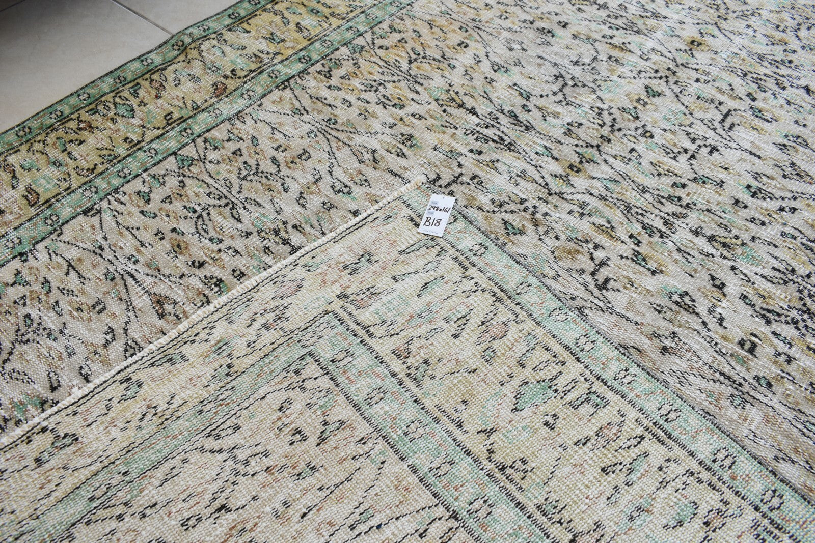 Large Turkish Rug 8.1x5.2 ft Vintage Rug Faded Oushak Rug Living Room Carpet B18