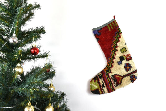 Kilim Christmas Stocking Vintage Rug Stocking Ethnic Decorative Xmas Socks S674