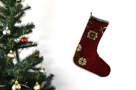 Kilim Christmas Stocking Vintage Rug Stocking Ethnic Decorative Xmas Socks S739