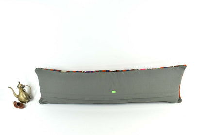 Long Kilim Pillow Cover 12x42 Handmade Oushak Rug Ethnic Ottoman Lumbar  A2095