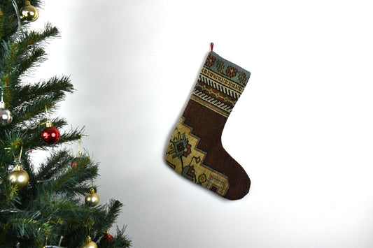 Kilim Christmas Stocking Vintage Rug Stocking Ethnic Decorative Xmas Socks S568