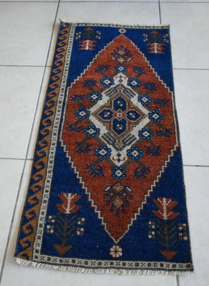 Turkish Runner 3.3x1.4 ft Runner Vintage Oushak Runner Small Faded Runner Y11