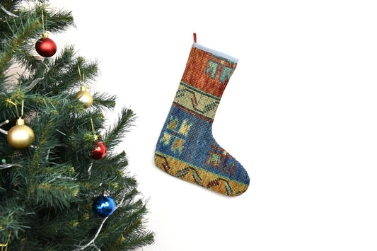 Kilim Christmas Stocking Vintage Rug Stocking Ethnic Decorative Xmas Socks S915