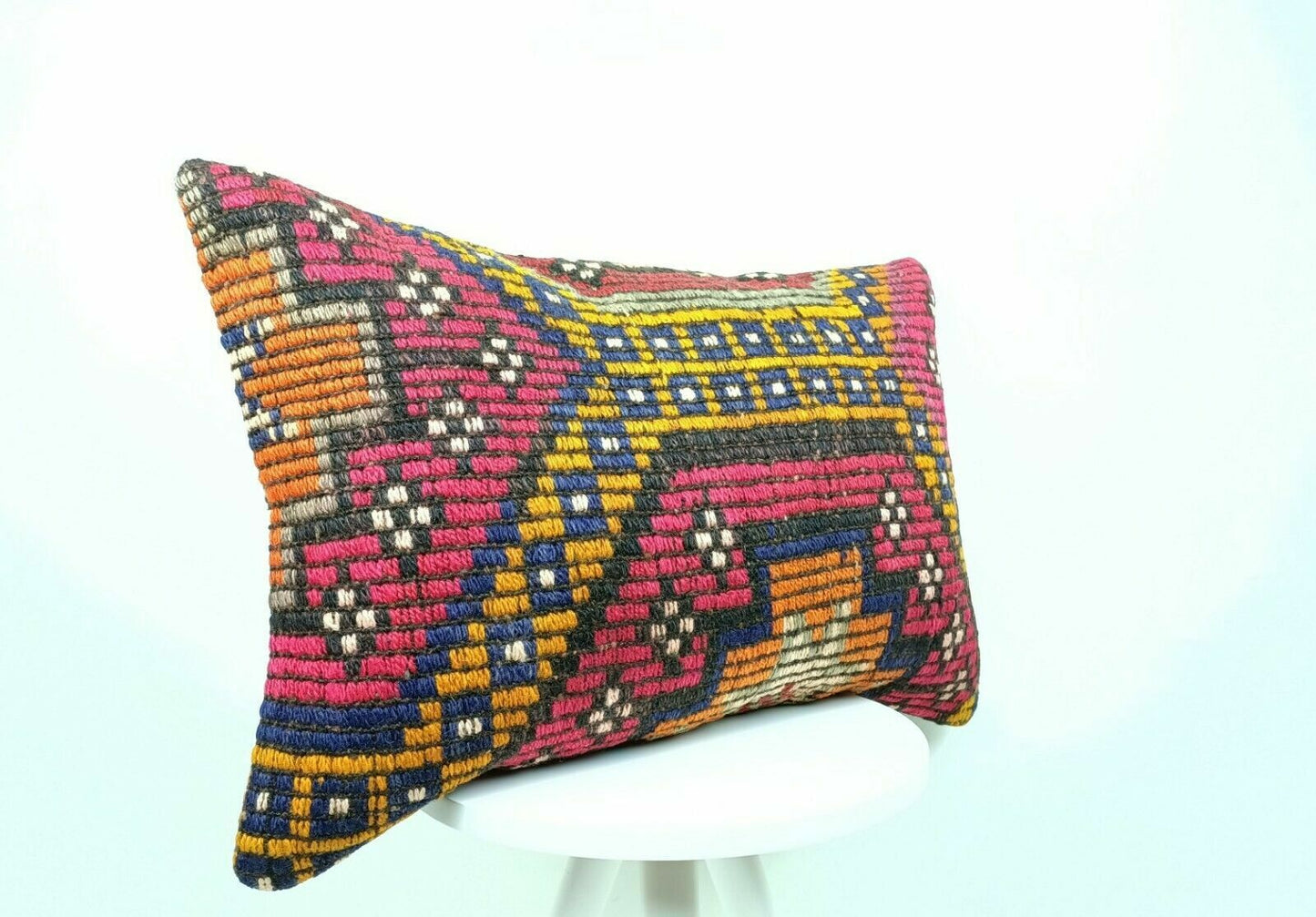 Kilim Pillow Cover 16x24 Handmade Home Decorative Sofa Wool Lumbar Cushion E443