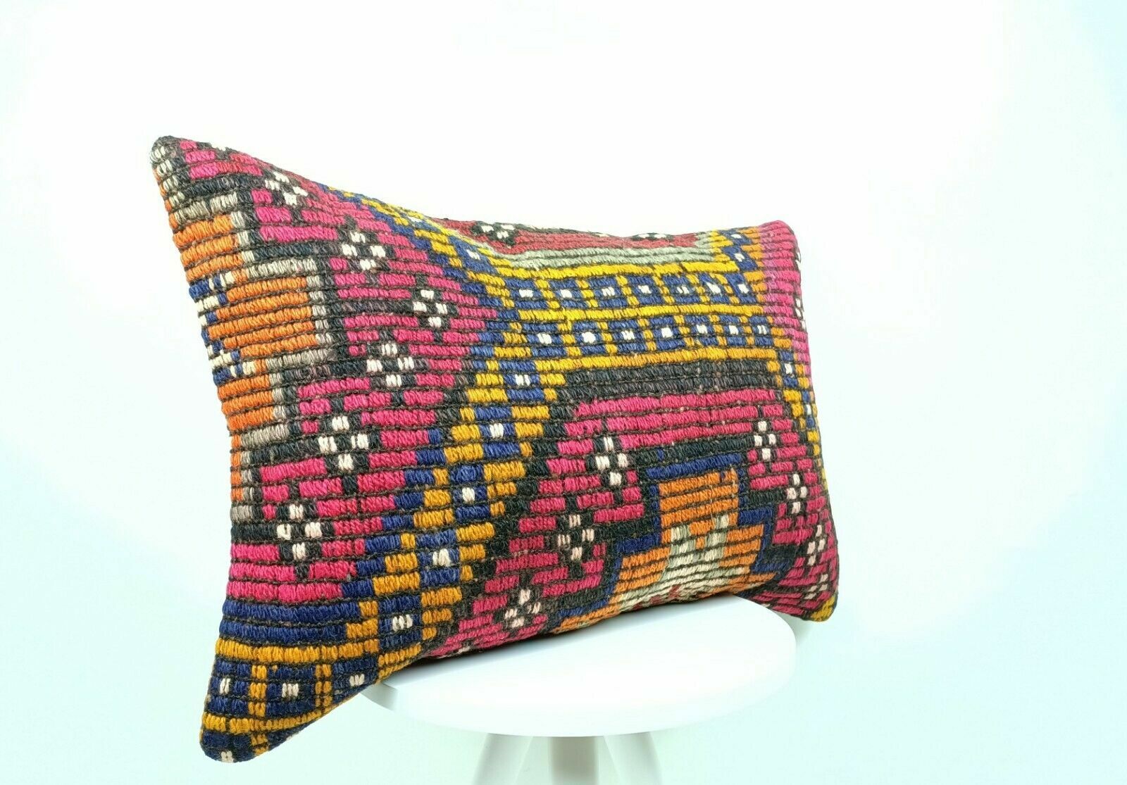 Kilim Pillow Cover 16x24 Handmade Home Decorative Sofa Wool Lumbar Cushion E443
