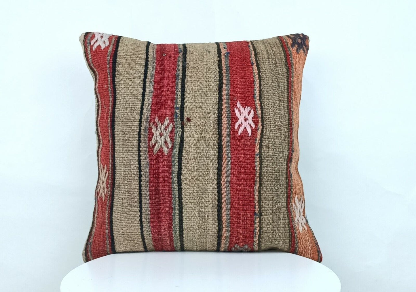 Kilim Pillow Cover 14x14 Handmade Anatolian Traditional Ottoman Cushion  A334