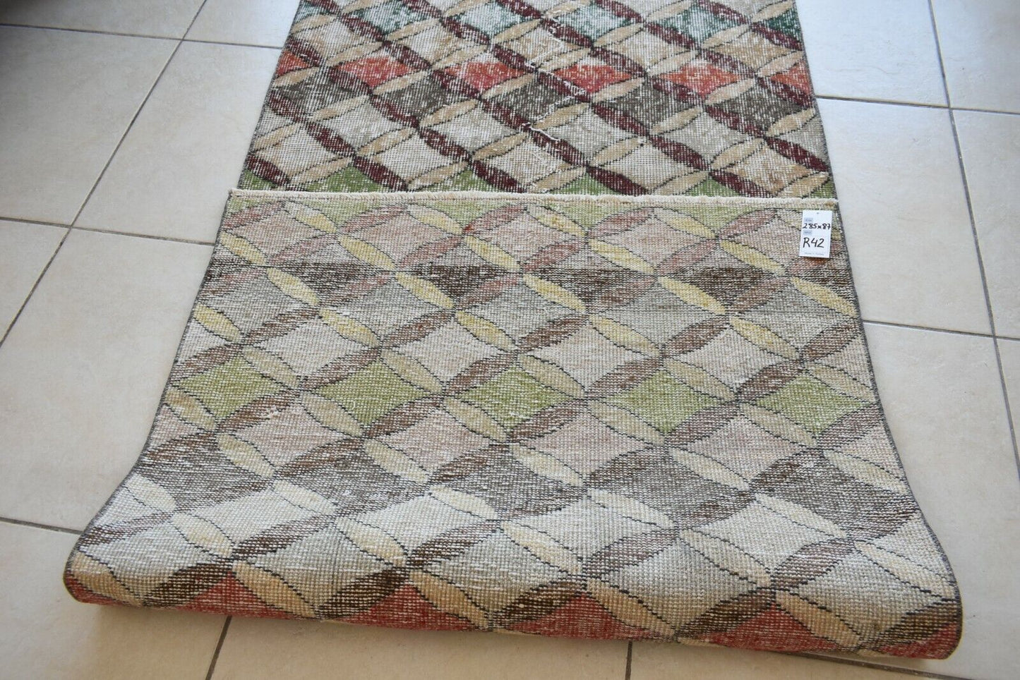 Small Turkish Runner 9.3x2.8 ft Vintage Runner Hallway Runner Handwoven Rug R42