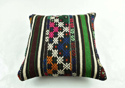 18"x18" Kilim Pillow Cover  Handmade Turkish Vintage Cushion Tribal Lumbar 3017