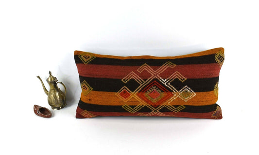 Home Decorative Handmade 12x24 Tribal Vintage Turkish Kilim Pillow Cover 3866