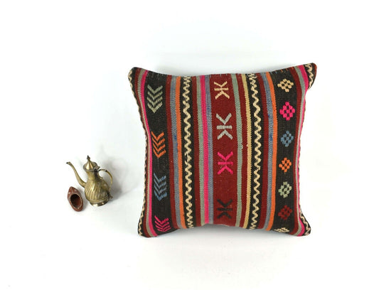 20x20 Kilim Pillow Cover Handmade Vintage Oushak Kilim Cushion Cover 3540