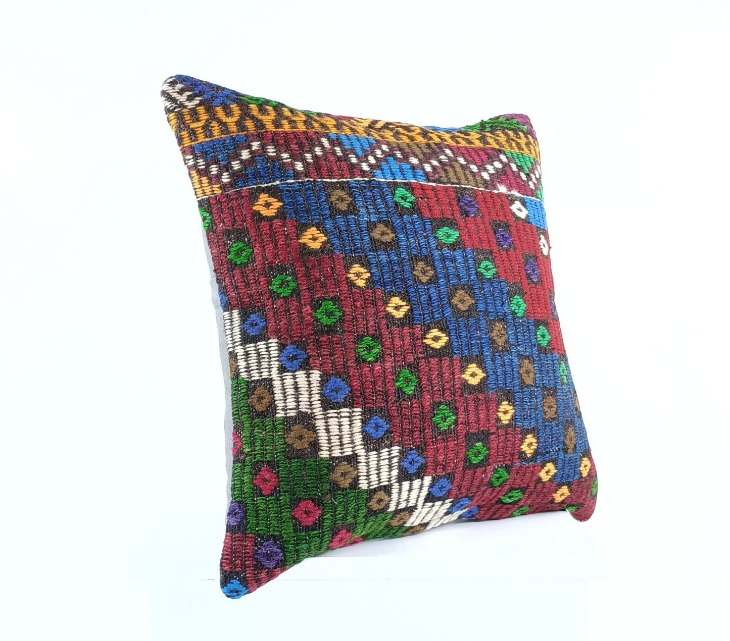 18"x18" Kilim Pillow Cover  Handmade Turkish Vintage Cushion Tribal Lumbar E1383