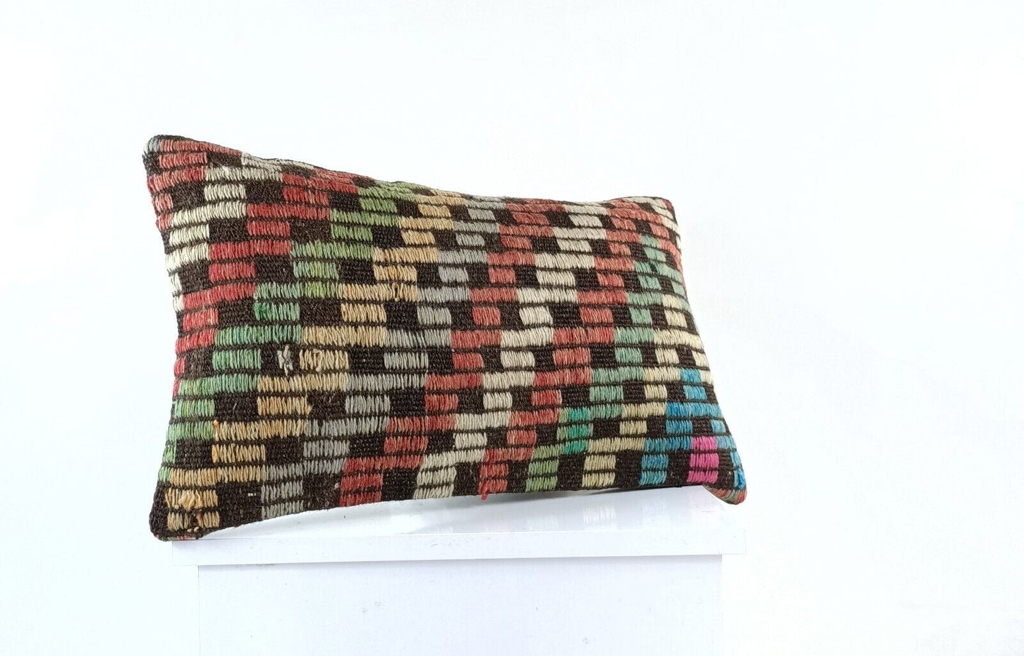 Kilim Pillow Cover 12x20 Turkish Handmade Sofa Couch Floor Lumbar Cushion E979