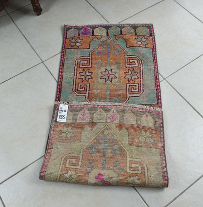 3.8x1.5 ft Anatolian Runner Small Vintage Rug Oushak Runner Mini Turkish Rug Y85