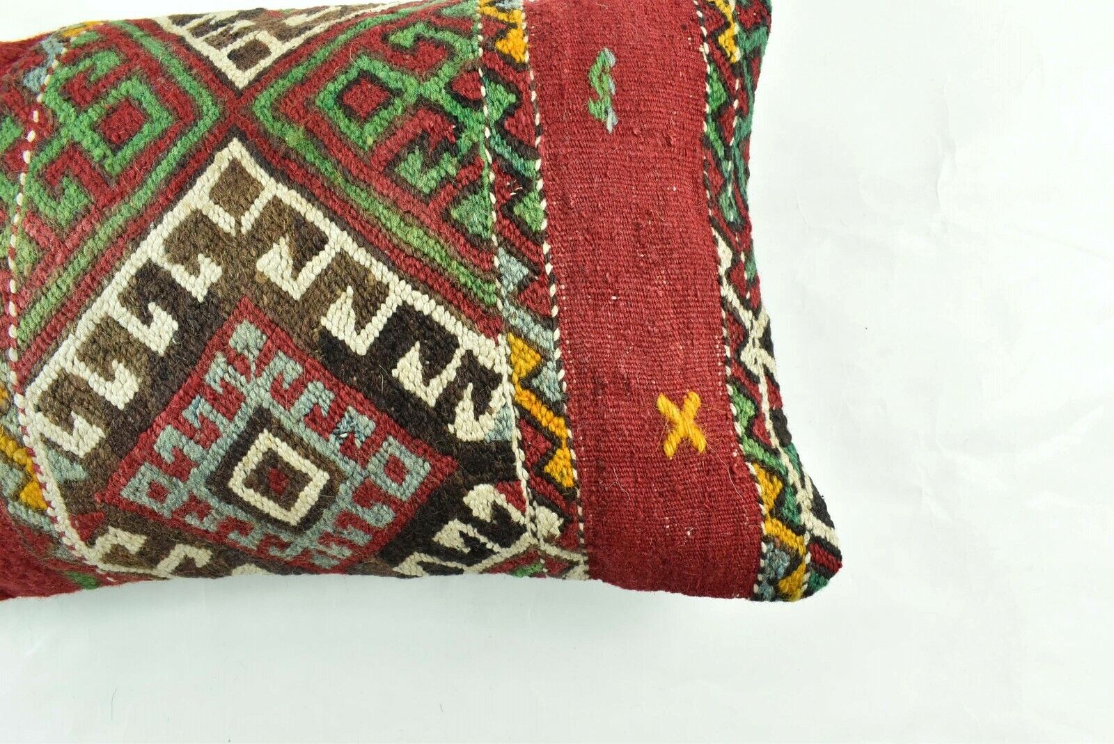 Kilim Pillow Cover 12x20 Turkish Handmade Sofa Couch Floor Lumbar Cushion A1782