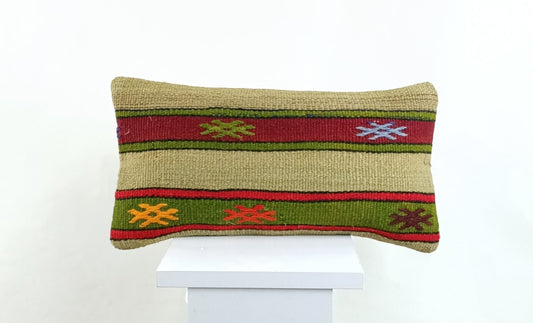 Turkish Cushion Cover 8"x16" Handmade Vintage Boho Ethnic Throw Pillow Case 2605