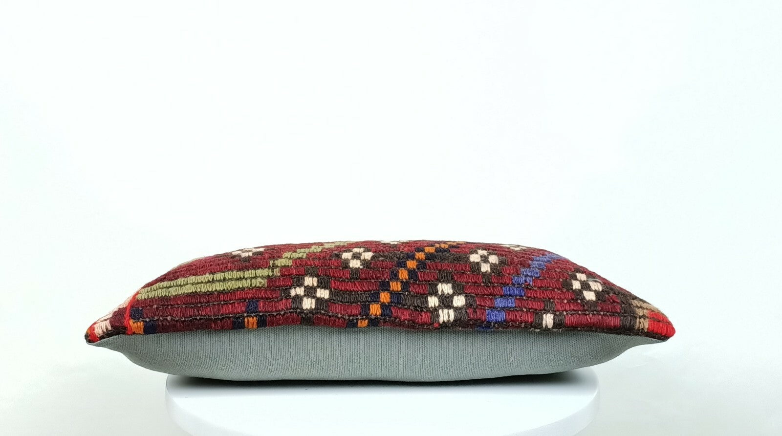 Turkish Kilim Pillow Cover 8"x16" Handmade Oushak Rug Tribal Lumbar Cushion E378