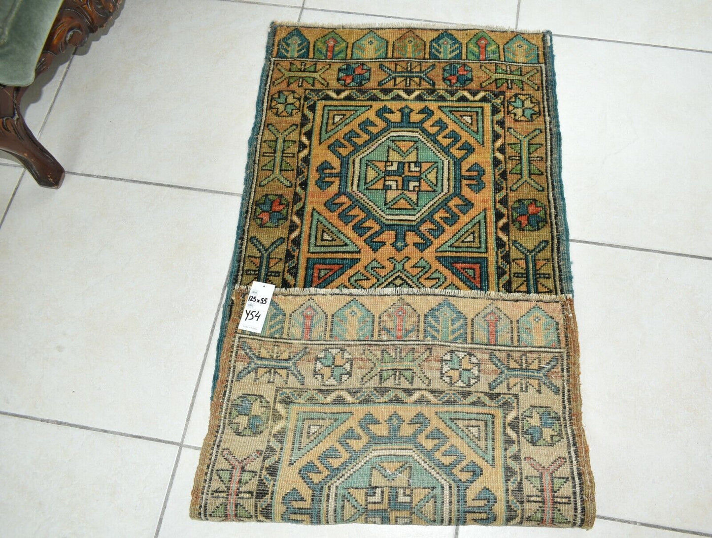 Oushak Runner 4.1x1.8 ft Vintage Turkish Rug Small Runner Anatolian Rug Y54