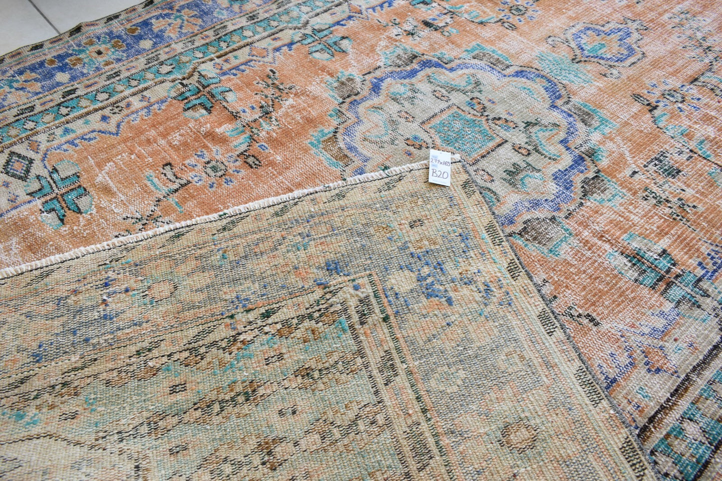 Large Turkish Rug 8.8x5.5 ft Vintage Rug Faded Oushak Rug Living Room Carpet B20