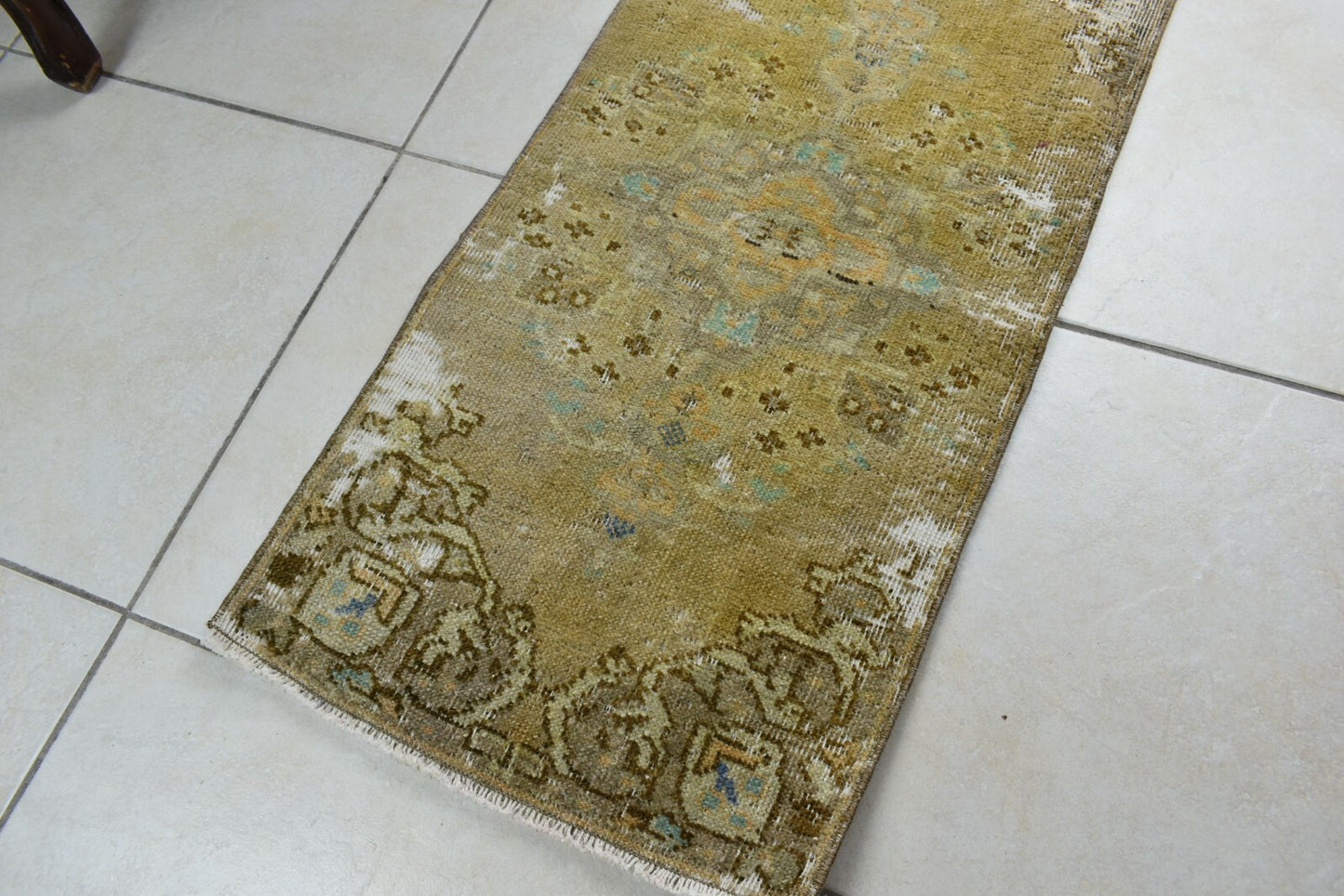 Turkish Runner 3x1.4 ft Runner Vintage Oushak Runner Small Faded Runner Y31