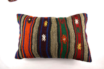 Kilim Pillow Cover 16x24 Tribal Vintage Turkish Carpet Lumbar Pillow Cover A3051