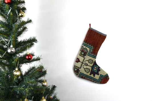 Kilim Christmas Stocking Vintage Rug Stocking Ethnic Decorative Xmas Socks S611