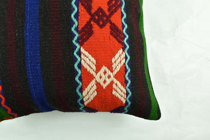 18"x18" Kilim Pillow Cover  Handmade Turkish Vintage Cushion Tribal Lumbar 3047