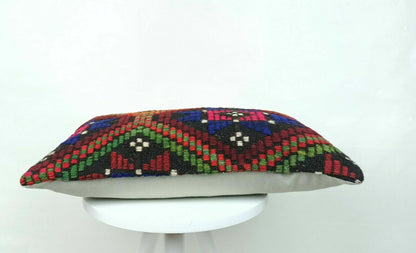 Kilim Pillow Cover 12x20 Handmade Oushak Traditional Rug Lumbar Cushion  E550