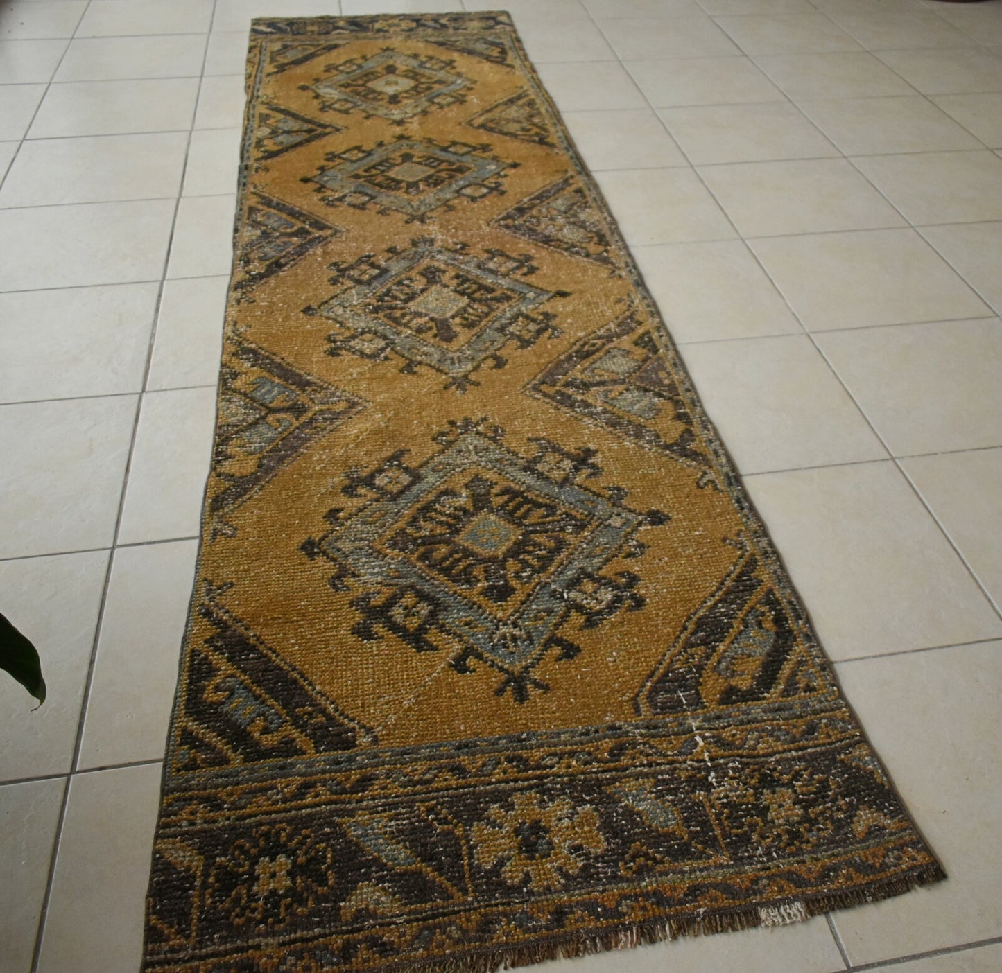 Turkish Runner Rug 11.3x2.8 ft Vintage Runner Hallway Runner Handwoven Rug R35
