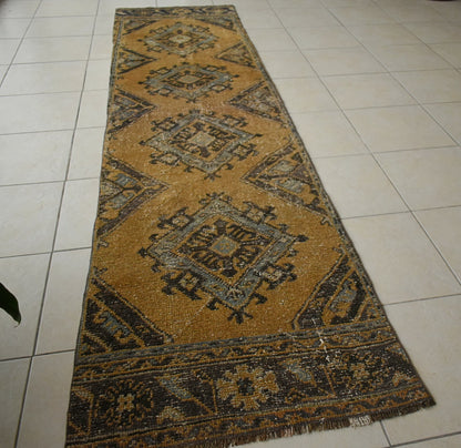 Turkish Runner Rug 11.3x2.8 ft Vintage Runner Hallway Runner Handwoven Rug R35
