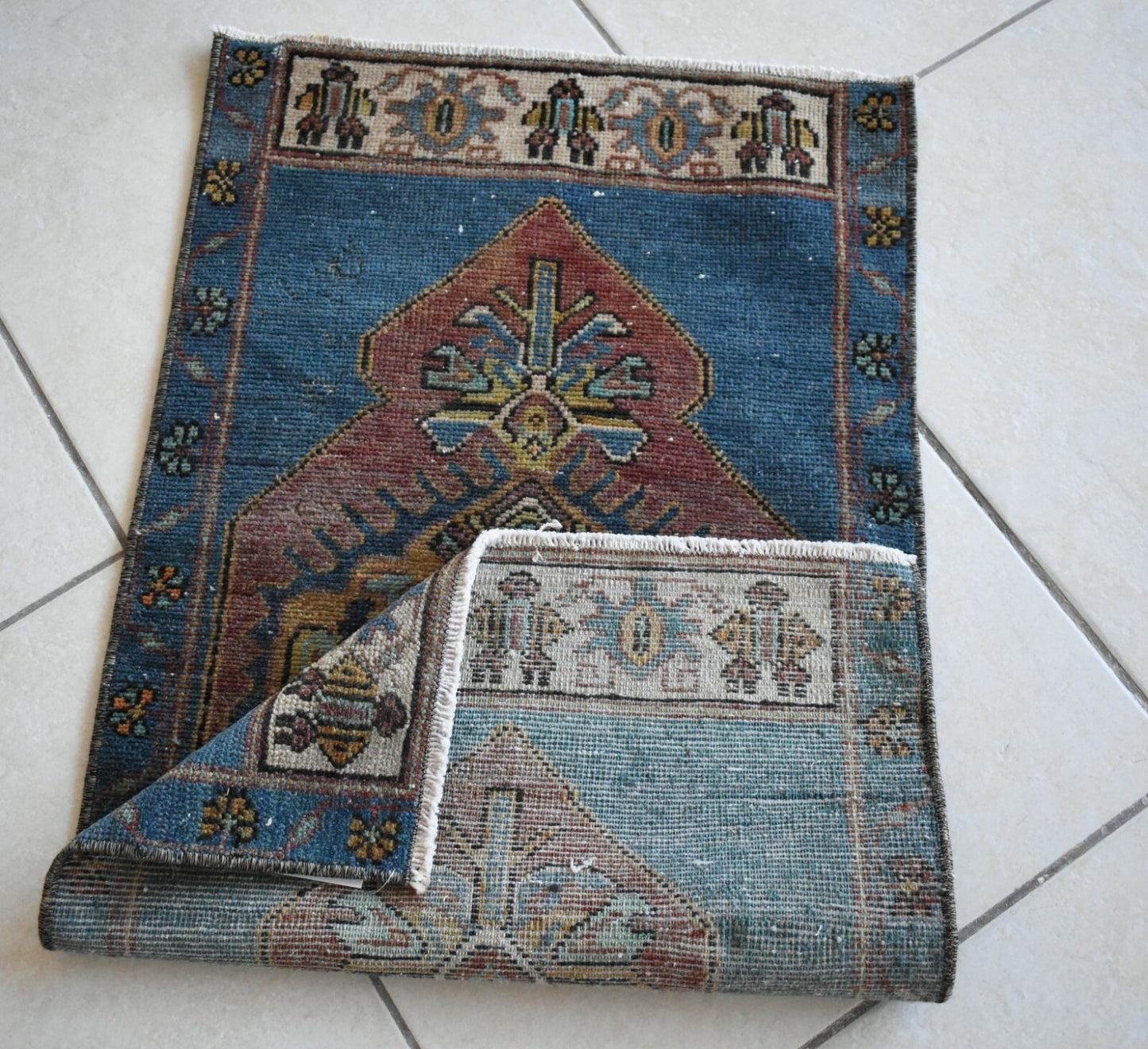 Anatolian Runner 2.6x1.4 ft Vintage Turkish Runner Oushak Runner Rug Y16