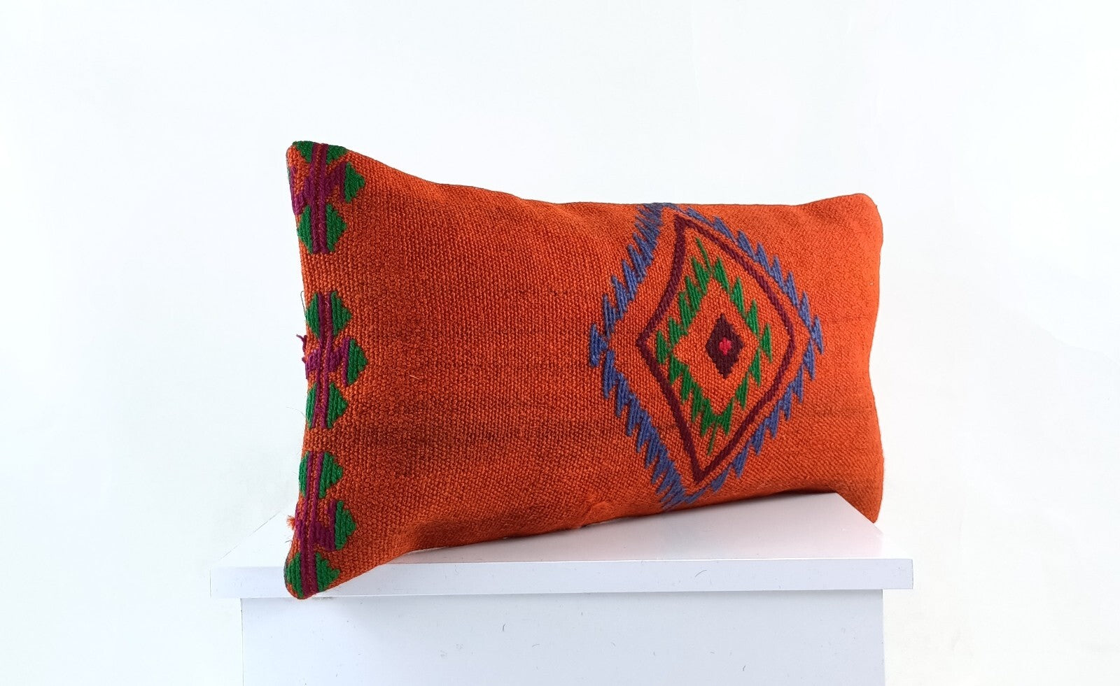 10x20 Kilim Lumbar Pillow Cover Vintage Ethnic Oushak Kilim Pillow Cover E1122