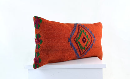 10x20 Kilim Lumbar Pillow Cover Vintage Ethnic Oushak Kilim Pillow Cover E1122