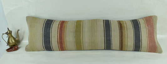 Long Kilim Pillow Cover 12x42 Vintage Ethnic Decorative Kilim Lumbar 3203