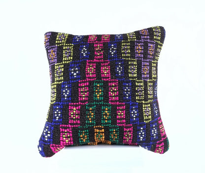  Turkish Kilim Pillow Cover 16x16 Home Decorative Wool Oushak Rug Cushion A534