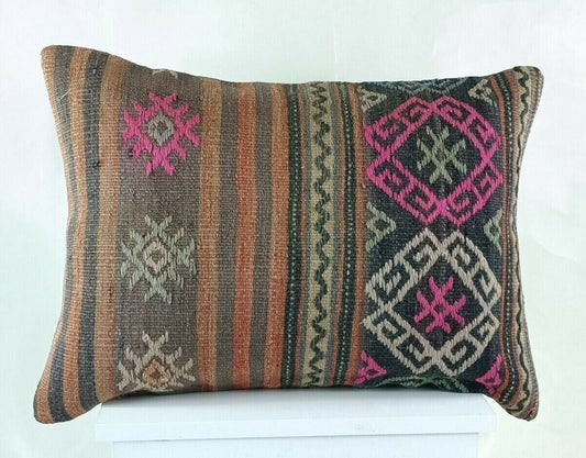 Home Decorative Handmade Throw Pillow Cover 16x24 Handmade Kilim Cushion E1243