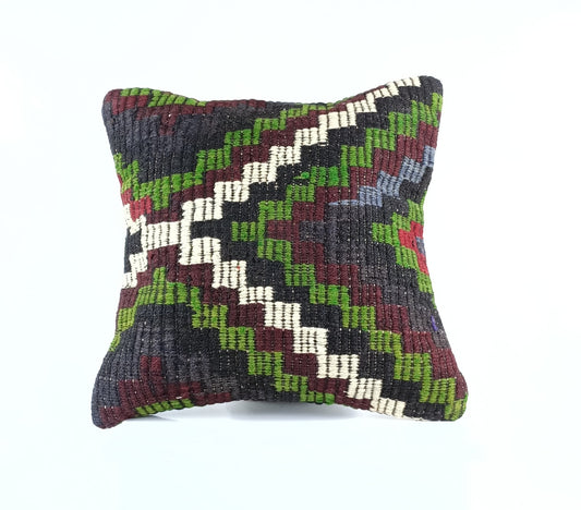 18"x18" Kilim Pillow Cover  Handmade Turkish Vintage Cushion Tribal Lumbar E1387