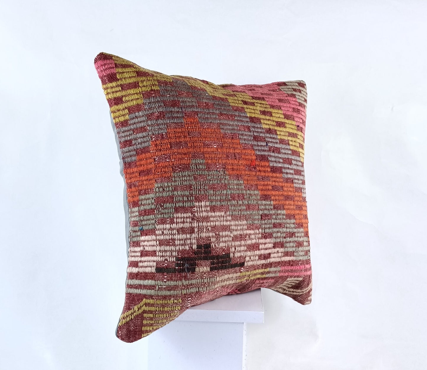 18"x18" Kilim Pillow Cover  Handmade Turkish Vintage Cushion Tribal Lumbar 1852