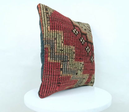 Kilim Pillow Cover 14x14 Handmade Anatolian Traditional Ottoman Cushion  A337