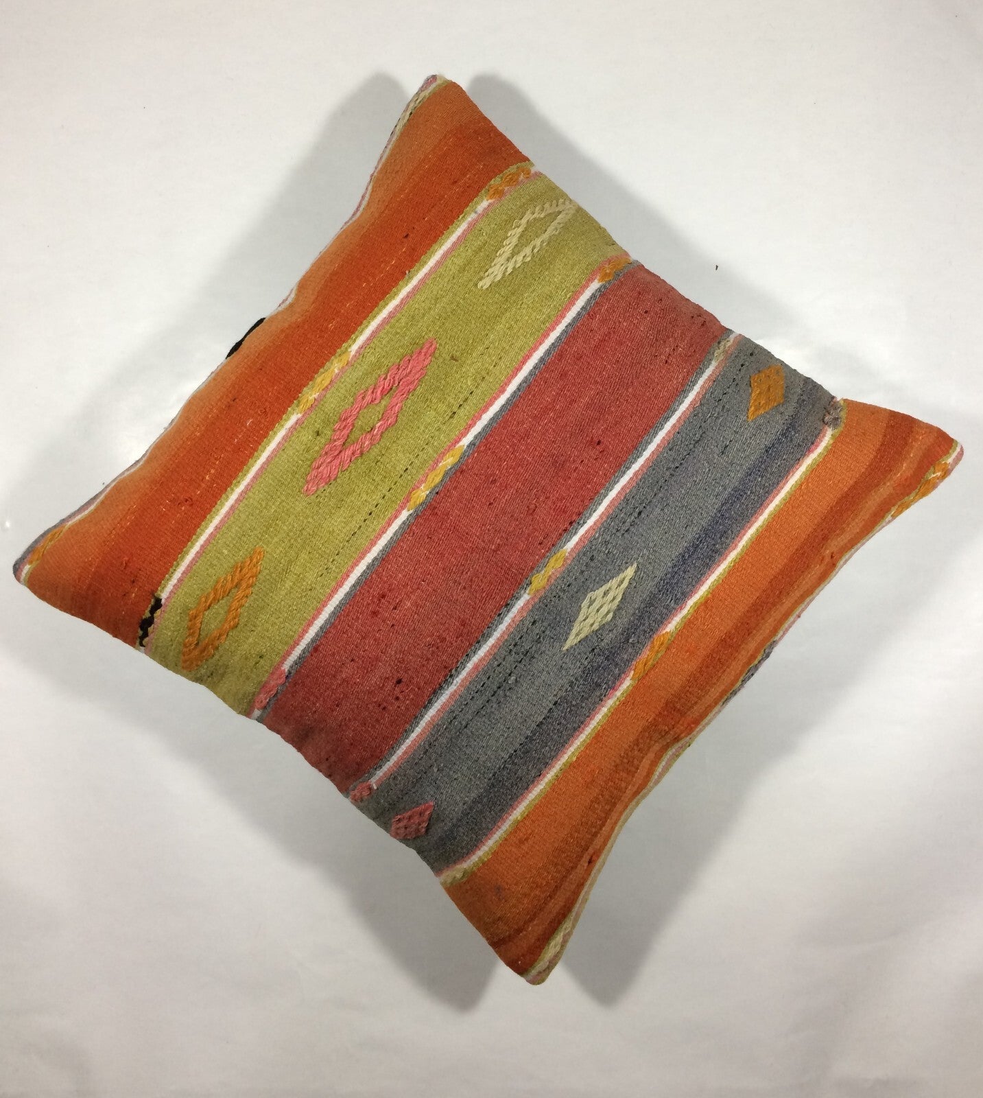 18"x18" Kilim Pillow Cover  Handmade Turkish Vintage Cushion Tribal Lumbar 702