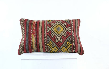 Kilim Pillow Cover 12x20 Turkish Handmade Sofa Couch Floor Lumbar Cushion E1041