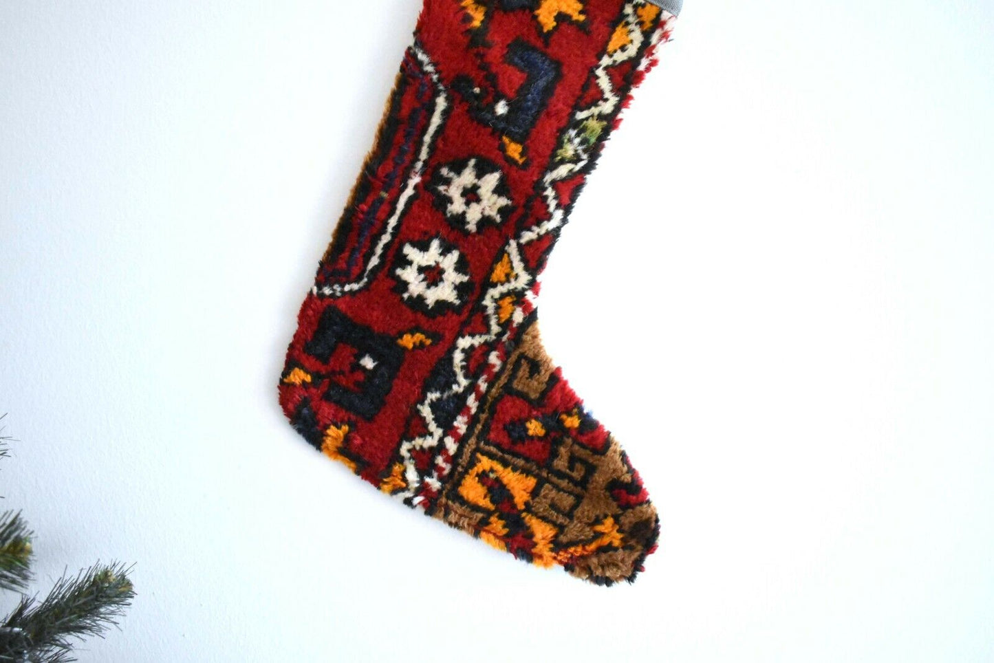 Rug Christmas Stocking Vintage Stocking Holiday Stocking Gift Stocking S275