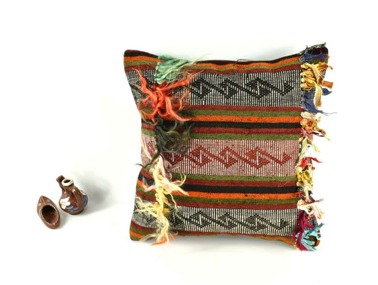 16x16 Kilim Pillow Cover Decorative Vintage Handknotten Bohemian Cushion A2475