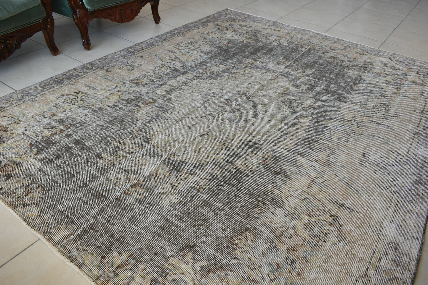 Large Turkish Rug 7.8x6.1 ft Vintage Rug Faded Oushak Rug Living Room Carpet B25