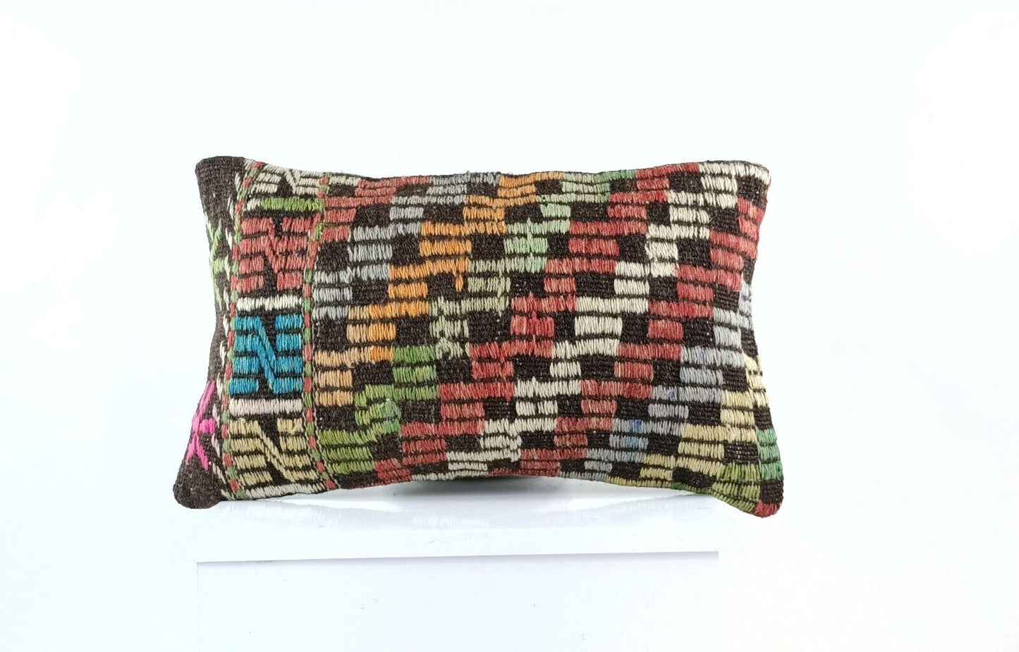 Kilim Pillow Cover 12x20 Turkish Handmade Sofa Couch Floor Lumbar Cushion E978