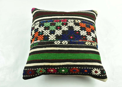 18"x18" Kilim Pillow Cover  Handmade Turkish Vintage Cushion Tribal Lumbar 3030