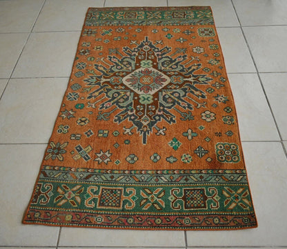 Oushak Runner 4.7x2.6 ft Handwoven Turkish Runner Vintage Runner Floor Rug R25