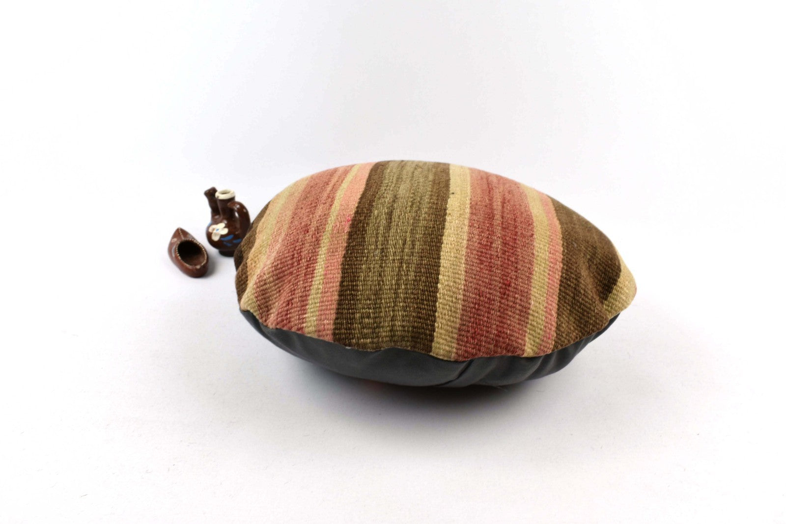 Kilim Round Pillow Cover 18" in Tribal Vintage Turkish Carpet Round Cushion 4946