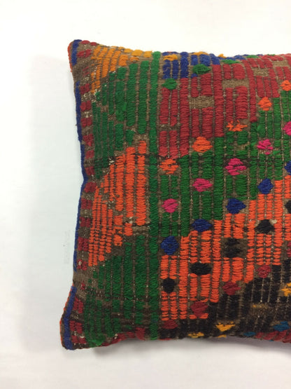 16x16 Kilim Pillow, Turkish Oushak Cushion Aztec Ethnic Throw Boho Tribal A25